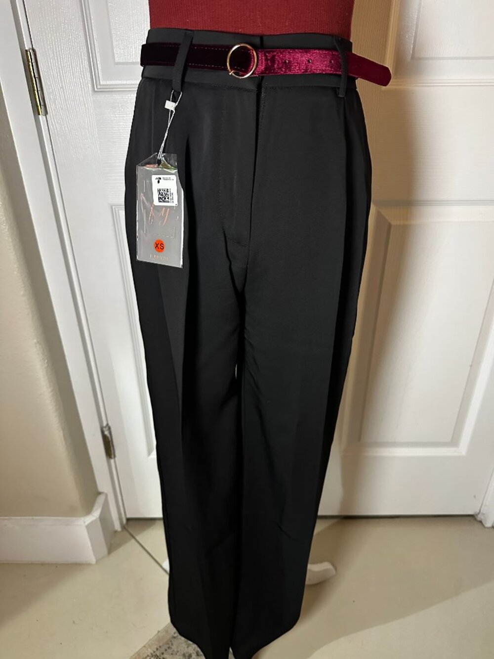 FUNYYZO Black High-Waisted Wide-Leg Pleated Dress Pants | Size XS (NWT)
